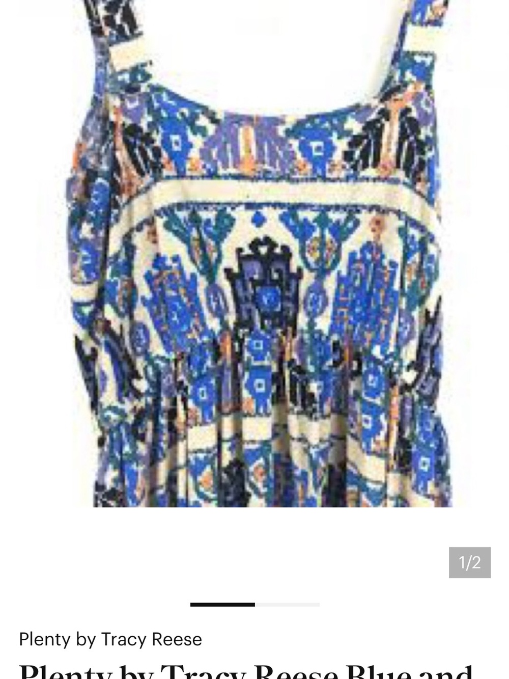Plenty by Tracy Reese Blue and Black Patterned Blouse